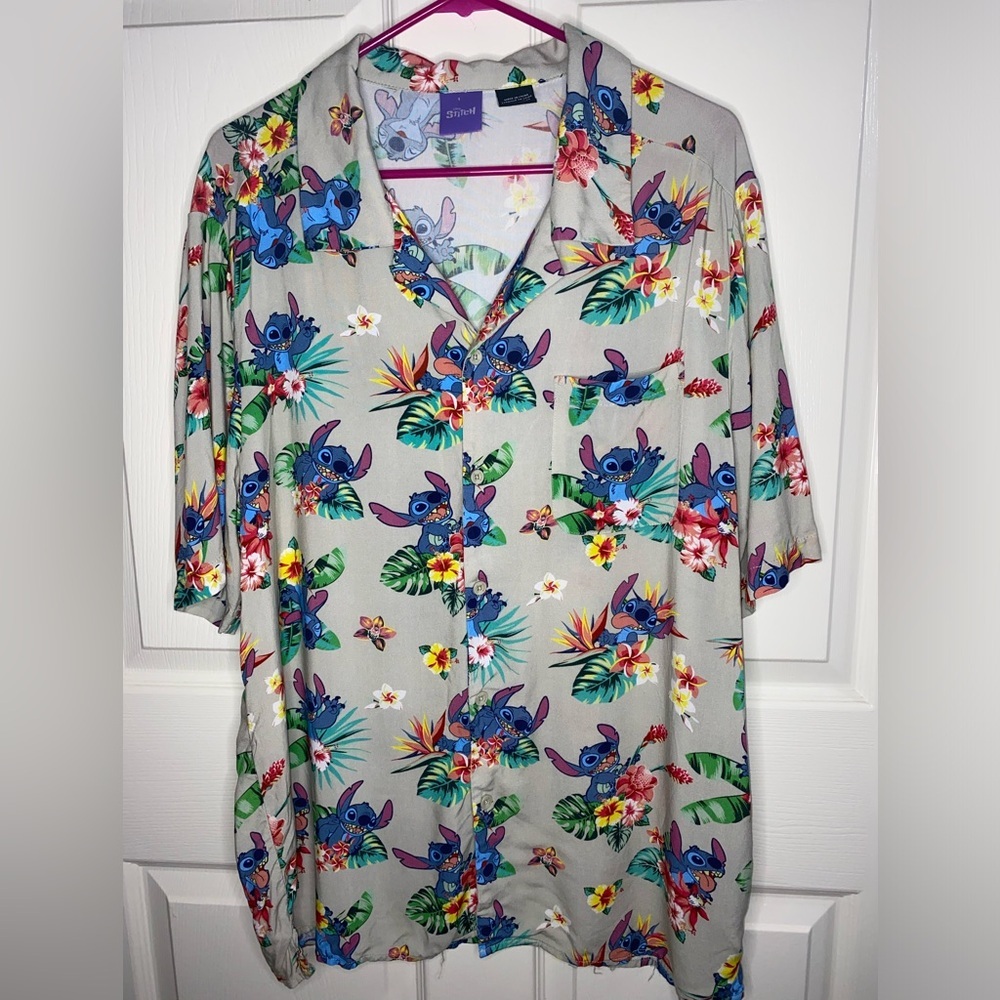 Disney Stitch Hawaiian Shirt Mens Large Rayon Tropical Button-Up, Cool Dad - Picture 3 of 11